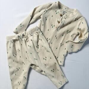 Carter's Baby 2-Piece Tree Print Thermal Bodysuit Pant Set Sz 9m